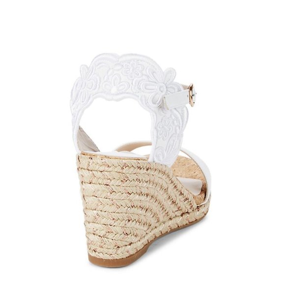 NEW Sophia Webster Floral Embroidered Woven Metallic Jute Wedge Heel Ankle Strap - Picture 4 of 6